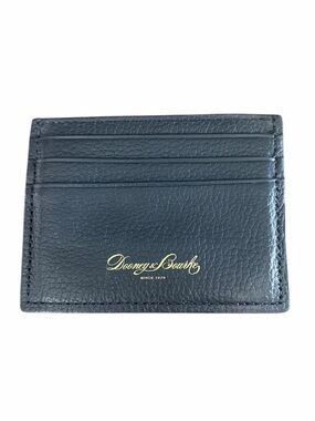 Dooney & Bourke Black Pebbled Leather Card Holder with Gold Logo
